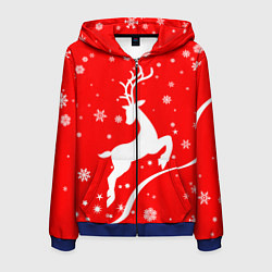 Толстовка 3D на молнии мужская Christmas deer, цвет: 3D-синий