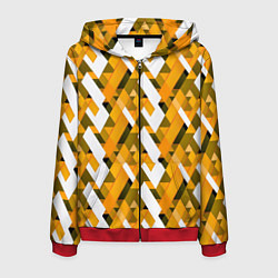 Толстовка 3D на молнии мужская White and yellow shapes, цвет: 3D-красный