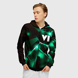 Толстовка 3D на молнии мужская GTA 6 разлом плит, цвет: 3D-черный — фото 2