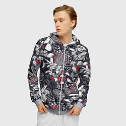 Толстовка 3D на молнии мужская Разные грибы, цвет: 3D-меланж — фото 2