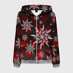 Толстовка 3D на молнии мужская Рождественские снежинки, цвет: 3D-меланж