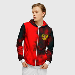 Толстовка 3D на молнии мужская Россия герб спорт краски, цвет: 3D-белый — фото 2