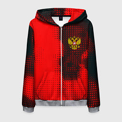 Толстовка 3D на молнии мужская Россия герб спорт краски, цвет: 3D-меланж
