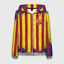 Толстовка 3D на молнии мужская Полосатые цвета футбольного клуба Барселона, цвет: 3D-меланж