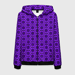 Толстовка 3D на молнии мужская Энергетический щит - фиолетовый, цвет: 3D-черный