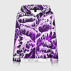 Толстовка 3D на молнии мужская Белые клыки на розовом фоне, цвет: 3D-белый