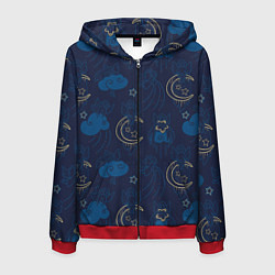 Толстовка 3D на молнии мужская Ангелы в ночном небе, цвет: 3D-красный