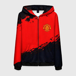 Толстовка 3D на молнии мужская Manchester United colors sport, цвет: 3D-черный