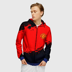 Толстовка 3D на молнии мужская Manchester United colors sport, цвет: 3D-синий — фото 2
