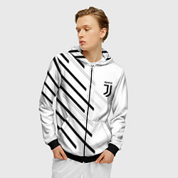 Толстовка 3D на молнии мужская Juventus sport geometry, цвет: 3D-черный — фото 2