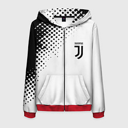 Толстовка 3D на молнии мужская Juventus sport black geometry, цвет: 3D-красный