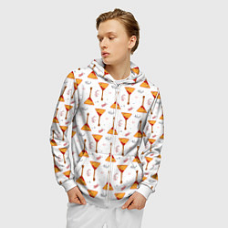 Толстовка 3D на молнии мужская Узор из музыкальных инструментов балалаек, цвет: 3D-белый — фото 2