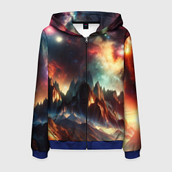 Толстовка 3D на молнии мужская Space landscape with mountains, цвет: 3D-синий
