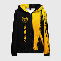 Толстовка 3D на молнии мужская Arsenal - gold gradient по-вертикали, цвет: 3D-черный