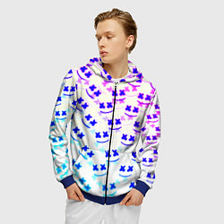 Толстовка 3D на молнии мужская Marshmello pattern neon, цвет: 3D-синий — фото 2