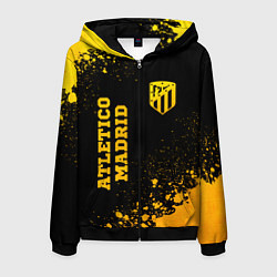 Толстовка 3D на молнии мужская Atletico Madrid - gold gradient вертикально, цвет: 3D-черный