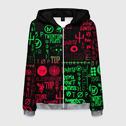 Толстовка 3D на молнии мужская Twenty one pilots pattern rock steel, цвет: 3D-меланж