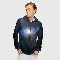 Толстовка 3D на молнии мужская Спиральная галактика, цвет: 3D-синий — фото 2