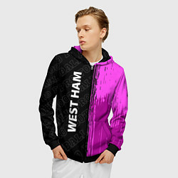 Толстовка 3D на молнии мужская West Ham pro football по-вертикали, цвет: 3D-черный — фото 2