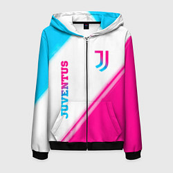 Толстовка 3D на молнии мужская Juventus neon gradient style вертикально, цвет: 3D-черный