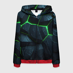 Мужская толстовка на молнии Abstract dark green geometry style
