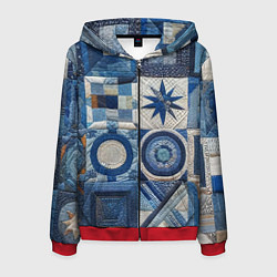 Мужская толстовка на молнии Denim patchwork - ai art