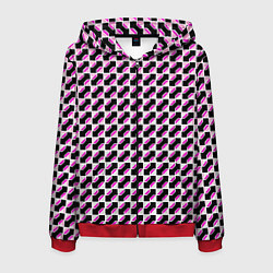 Мужская толстовка на молнии Чёрно-розовые ячейки