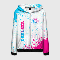 Толстовка 3D на молнии мужская Chelsea neon gradient style вертикально, цвет: 3D-черный