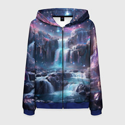 Толстовка 3D на молнии мужская Волшебный ночной водопад, цвет: 3D-синий