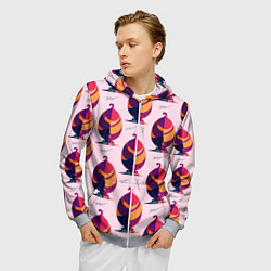 Толстовка 3D на молнии мужская Абстракция листок, цвет: 3D-меланж — фото 2