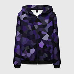 Толстовка 3D на молнии мужская Кристаллизация темно-фиолетового, цвет: 3D-черный