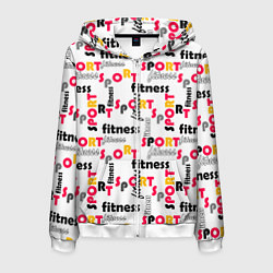 Мужская толстовка на молнии Спортивный паттерн с текстом желтого красного черн