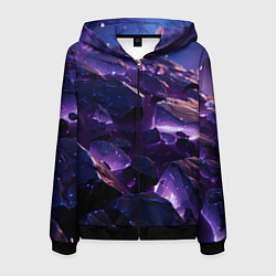 Мужская толстовка на молнии Фиолетовые неоновые камни со светом