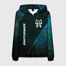 Мужская толстовка на молнии Deftones glitch blue