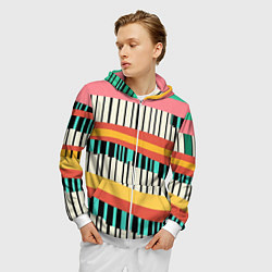 Толстовка 3D на молнии мужская Пиянино, цвет: 3D-белый — фото 2