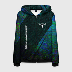 Мужская толстовка на молнии Tokyo Revengers glitch blue