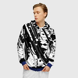 Толстовка 3D на молнии мужская Чёрно белая абстракция - кляксы, цвет: 3D-синий — фото 2