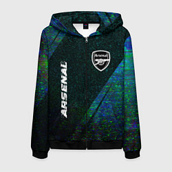 Мужская толстовка на молнии Arsenal glitch blue