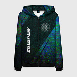 Мужская толстовка на молнии Coldplay glitch blue