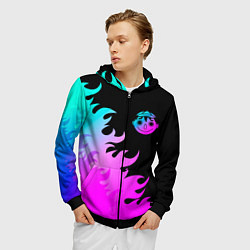 Толстовка 3D на молнии мужская Tomodachi Game неоновый огонь, цвет: 3D-черный — фото 2