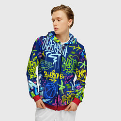 Толстовка 3D на молнии мужская Урбанизм и граффити, цвет: 3D-красный — фото 2