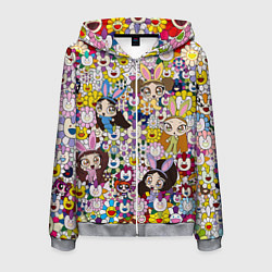 Толстовка 3D на молнии мужская Right now NewJeans and Takashi Murakami, цвет: 3D-меланж