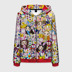 Толстовка 3D на молнии мужская Right now NewJeans and Takashi Murakami, цвет: 3D-красный