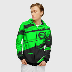 Толстовка 3D на молнии мужская Volvo sport green, цвет: 3D-черный — фото 2