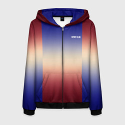 Толстовка 3D на молнии мужская Красный-синий градиентный узор, цвет: 3D-черный