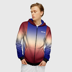 Толстовка 3D на молнии мужская Красный-синий градиентный узор, цвет: 3D-черный — фото 2