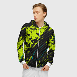 Толстовка 3D на молнии мужская Абстрактный узор с концепцией, цвет: 3D-белый — фото 2