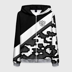 Толстовка 3D на молнии мужская Россия камуфляж текстура, цвет: 3D-меланж