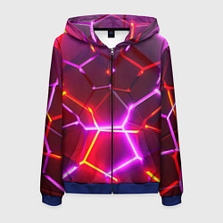 Мужская толстовка на молнии Красные плиты с фиолетовым свечением