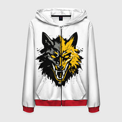 Мужская толстовка на молнии Злой желтый волк